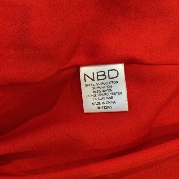 Revolve NBD Champagne Lace Red Deep V Mini Dress size Small - Picture 8 of 8